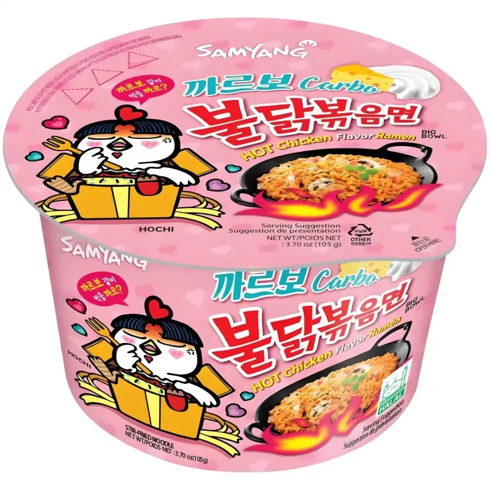 Buldak Carbo (Pembe) – Acılı Tavuk ve Kremalı Ramen (105g Big Bowl)