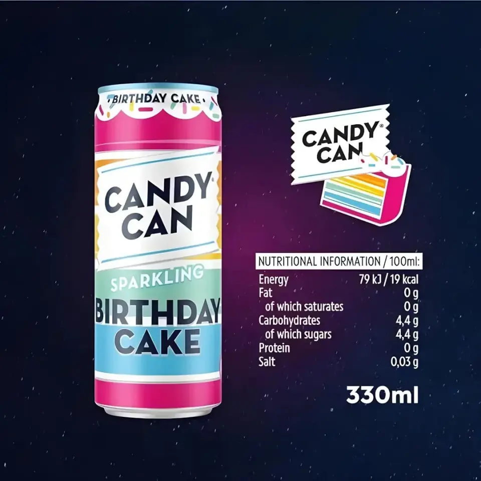 Candy Can Sparkling Birthday Cake Aromalı Gazlı İçecek 330ml - Şekersiz