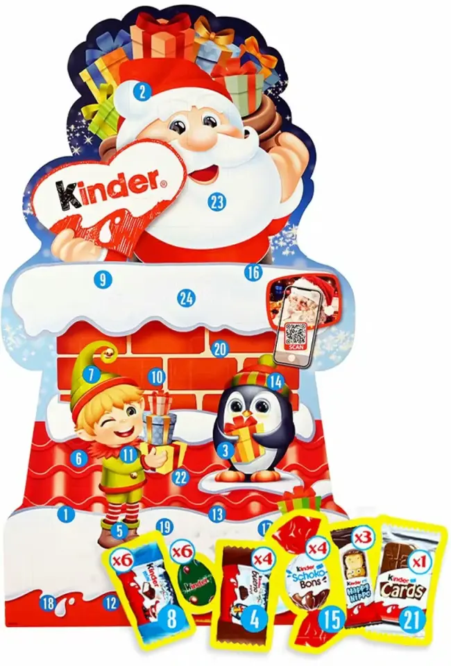 Kinder Advent Calendar Yılbaşı Takvimi - Sürpriz Atıştırmalık Seti 198g