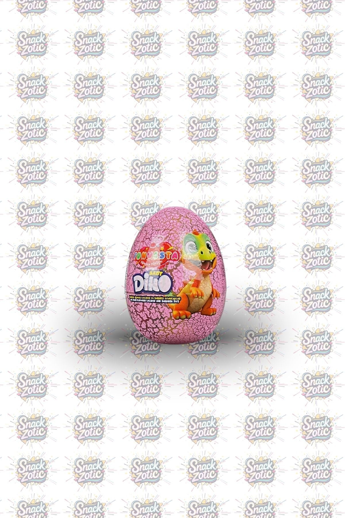 Funvesta Baby Dino Sürpriz Oyuncaklı Lolipop Yumurta (Pembe Çatlak)