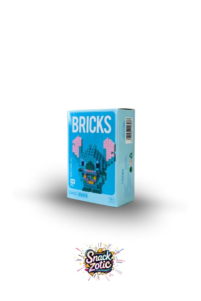 Çiçek Tutan Sevimli Stitch Bricks Hobi Seti | Snackzotic
